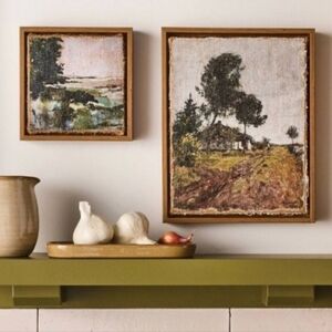 New Hearth And Hand Landscape Burlap Wall Art Set